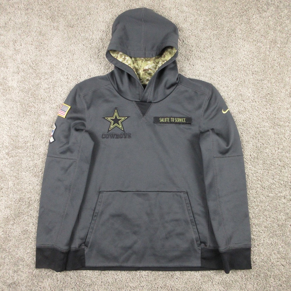 Dallas Cowboys Sweater Boys Large Gray Nike NFL Salute To Service Hoodie USA